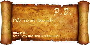 Pénzes Dezső névjegykártya